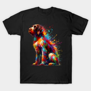 Vibrant Splash Art German Wirehaired Pointer Portrait T-Shirt